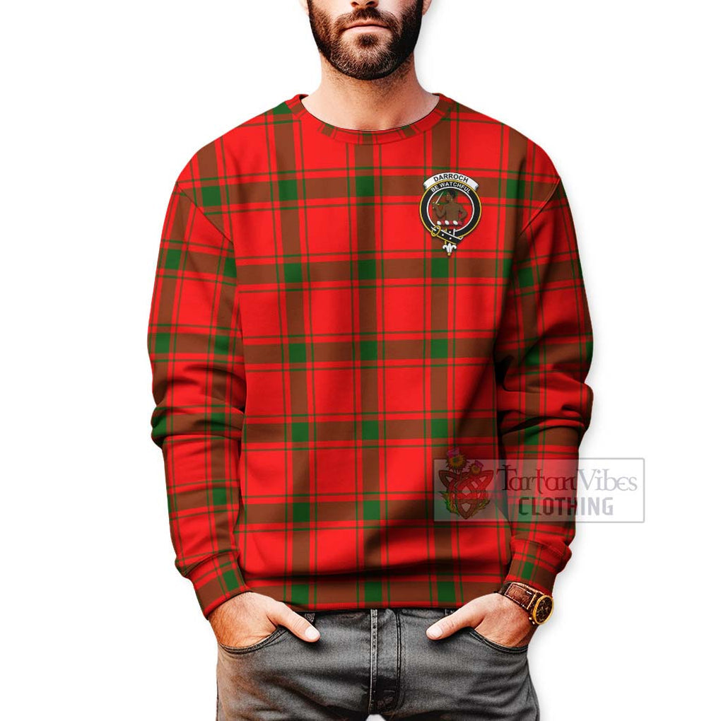 Tartan Vibes Clothing Darroch Tartan Sweatshirt with Family Crest Celtic Skull Style