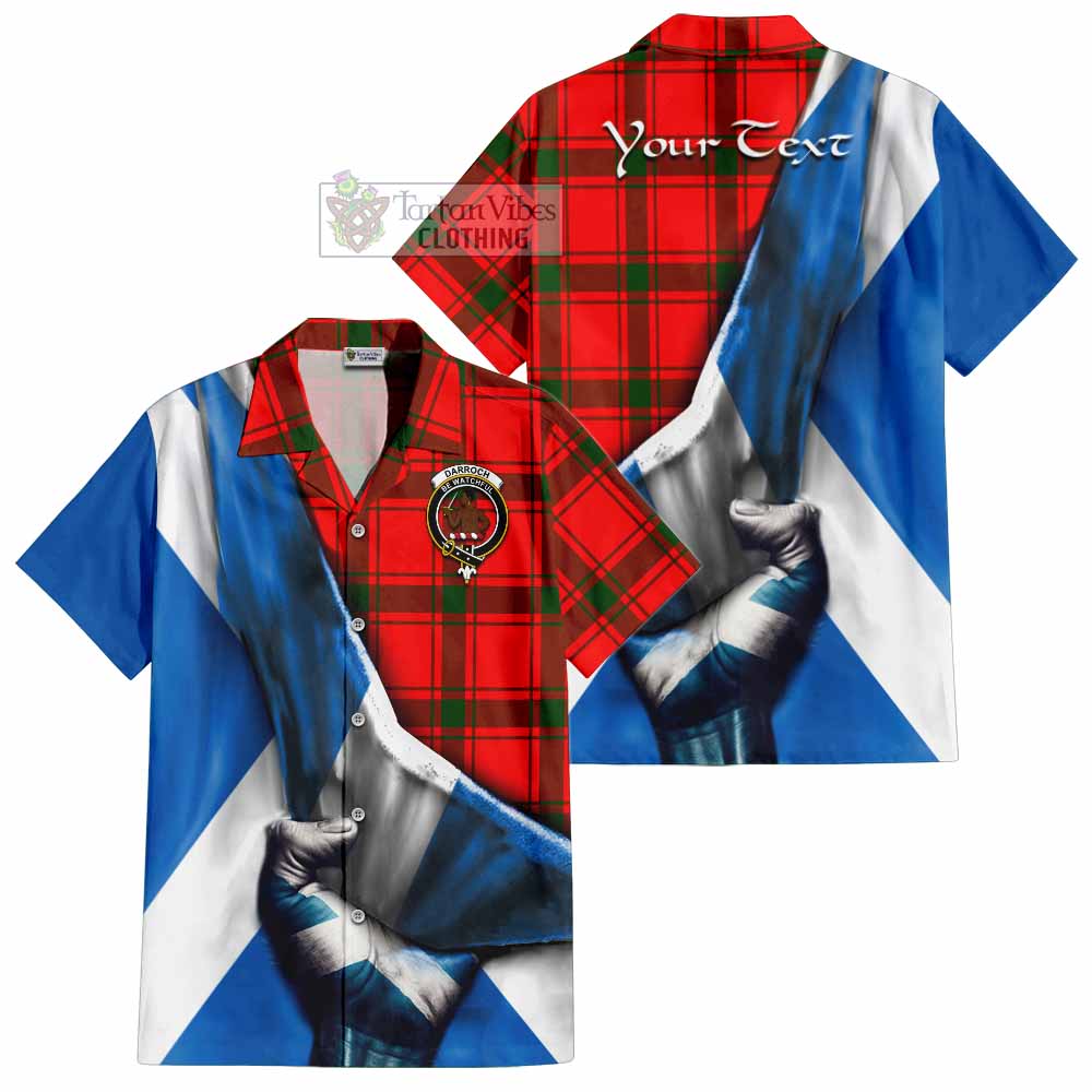 Tartan Vibes Clothing Darroch Tartan Short Sleeve Button Shirt with Family Crest Scotland Patriotic Style