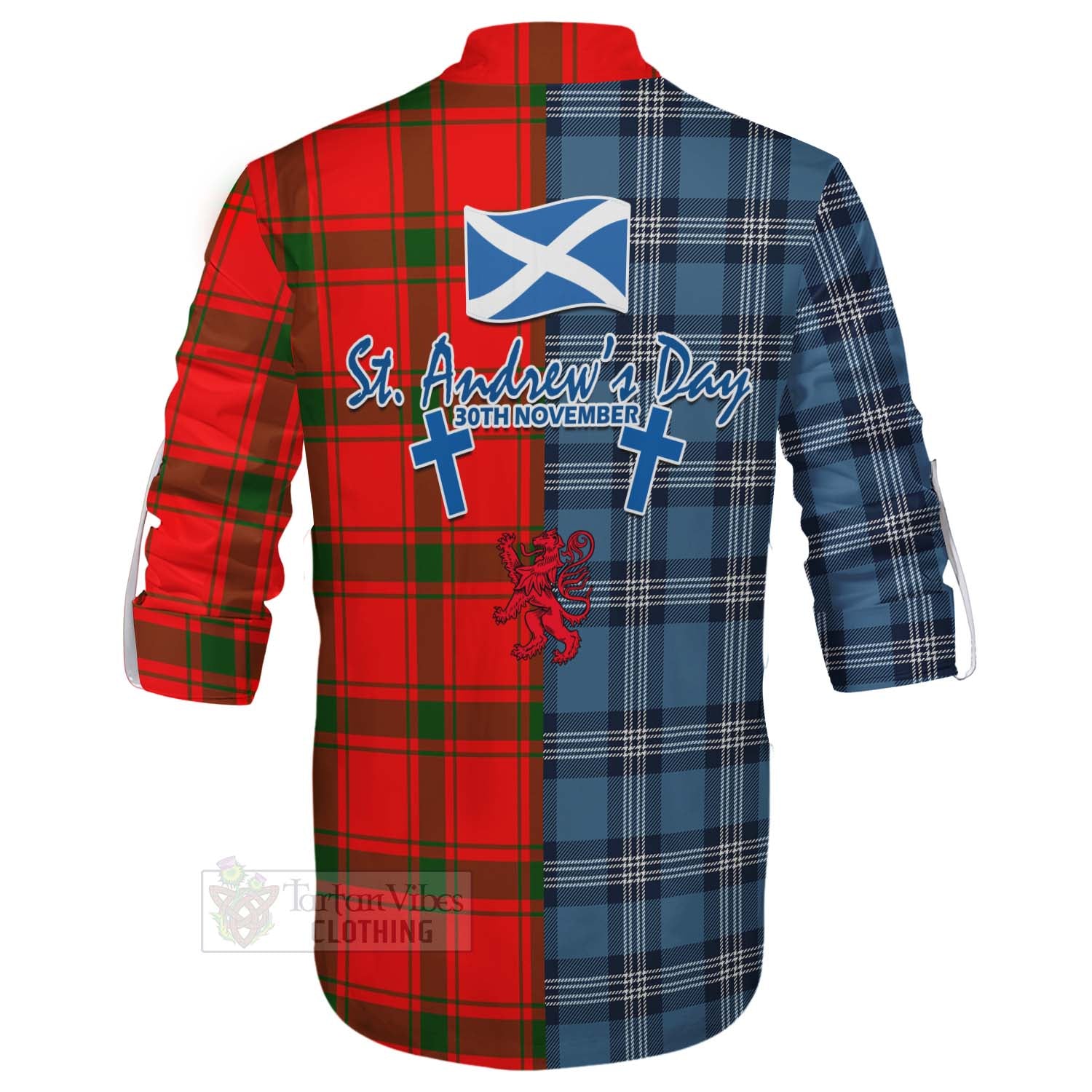 Tartan Vibes Clothing Darroch Tartan Ghillie Kilt Shirt Happy St. Andrew's Day Half Tartan Style