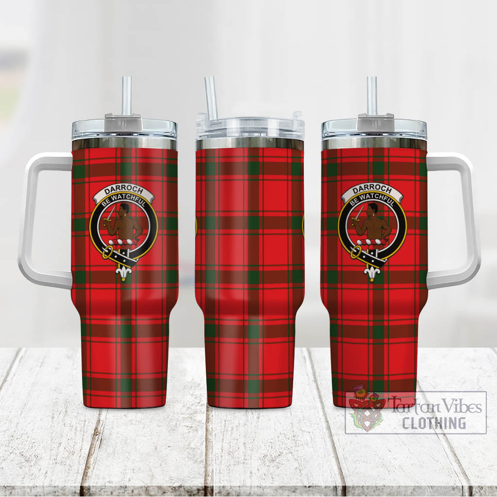 Tartan Vibes Clothing Darroch Tartan and Family Crest Tumbler with Handle