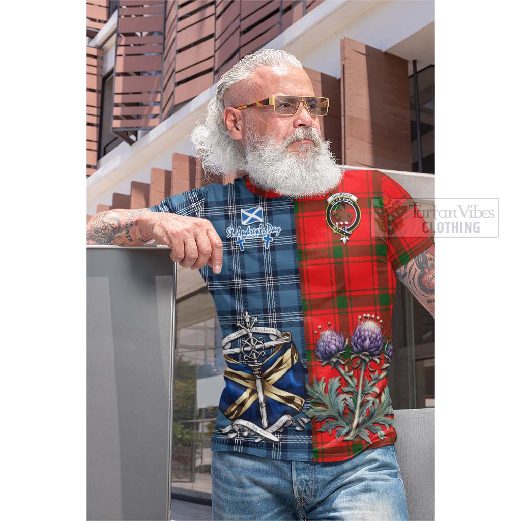 Tartan Vibes Clothing Darroch Tartan Cotton T-shirt Happy St. Andrew's Day Half Tartan Style