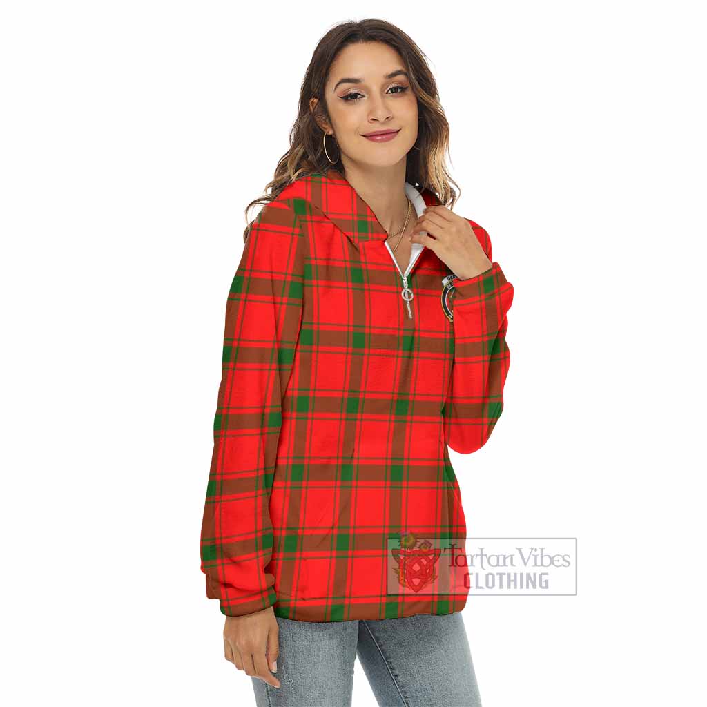 Tartan Vibes Clothing Darroch Tartan Crest Women's Borg  Half Zip Fleece Hoodie