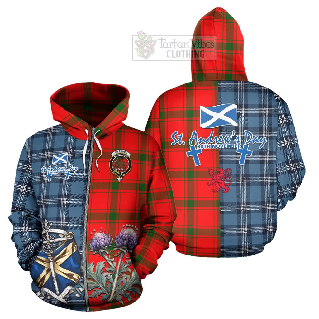 Tartan Vibes Clothing Darroch Tartan Hoodie Happy St. Andrew's Day Half Tartan Style