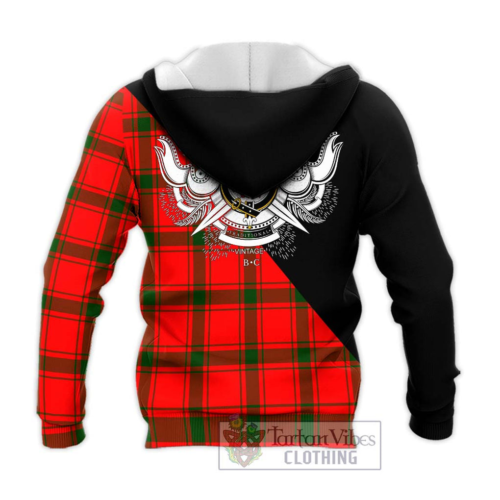 Darroch Tartan Knitted Hoodie with Family Crest and Military Logo Style - Tartanvibesclothing Shop