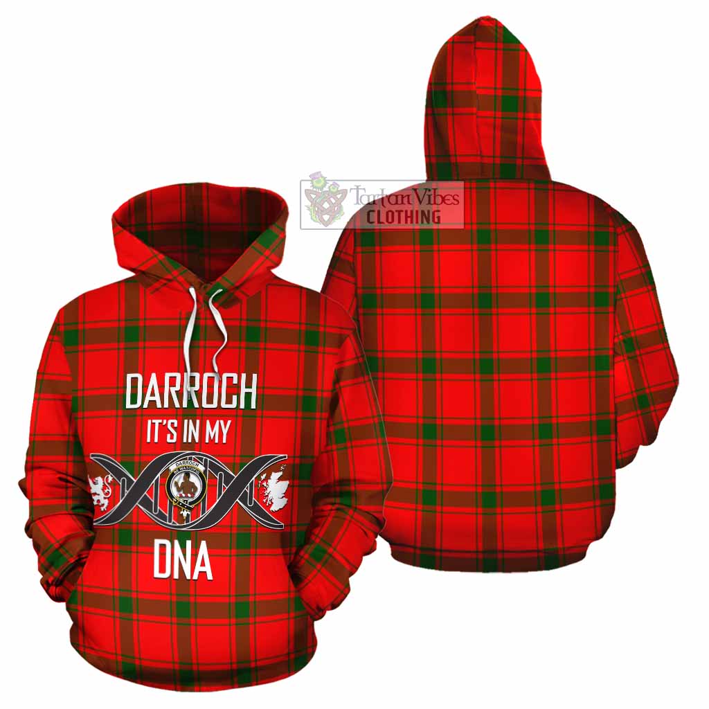 Tartan Vibes Clothing Darroch Tartan Cotton Hoodie with Family Crest DNA In Me Style