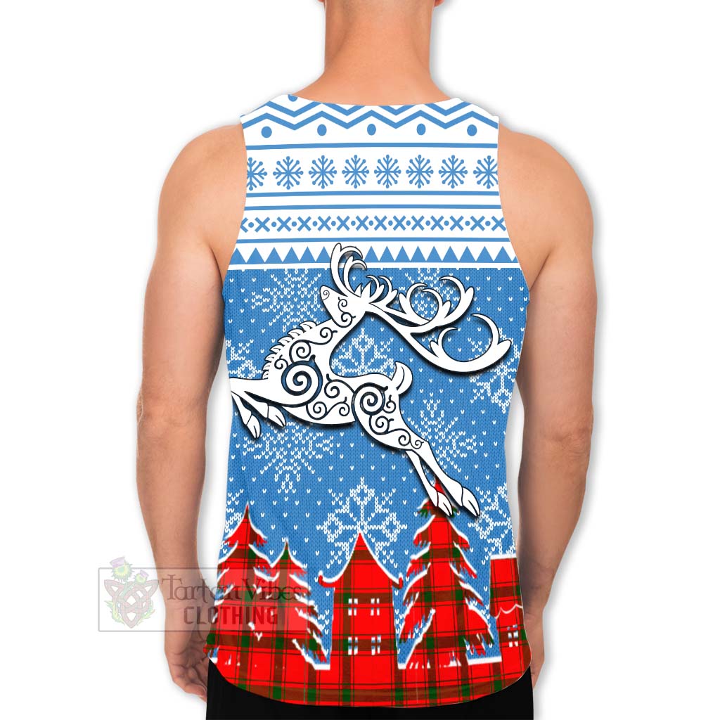 Tartan Vibes Clothing Darroch Clan Christmas Men's Tank Top Celtic Reindeer Style