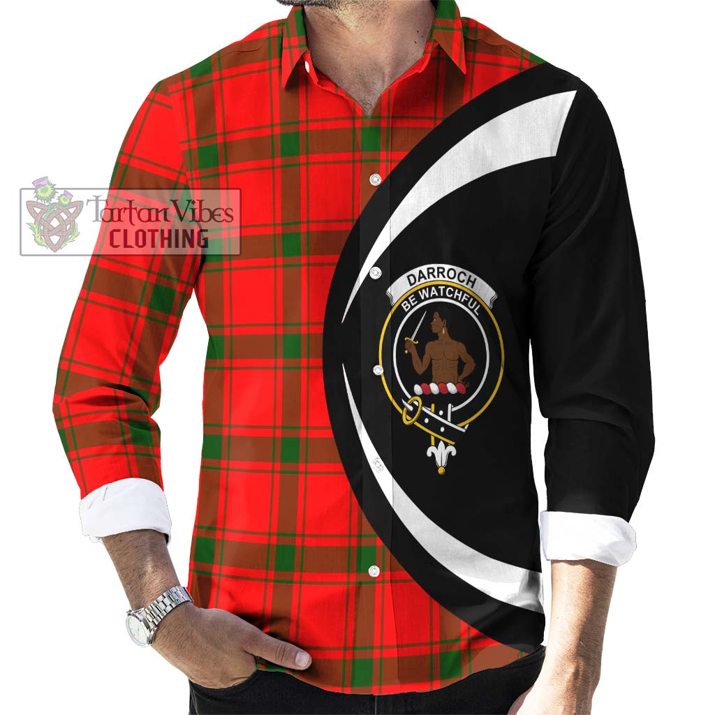 Tartan Vibes Clothing Darroch Tartan Long Sleeve Button Up with Family Crest Circle Style