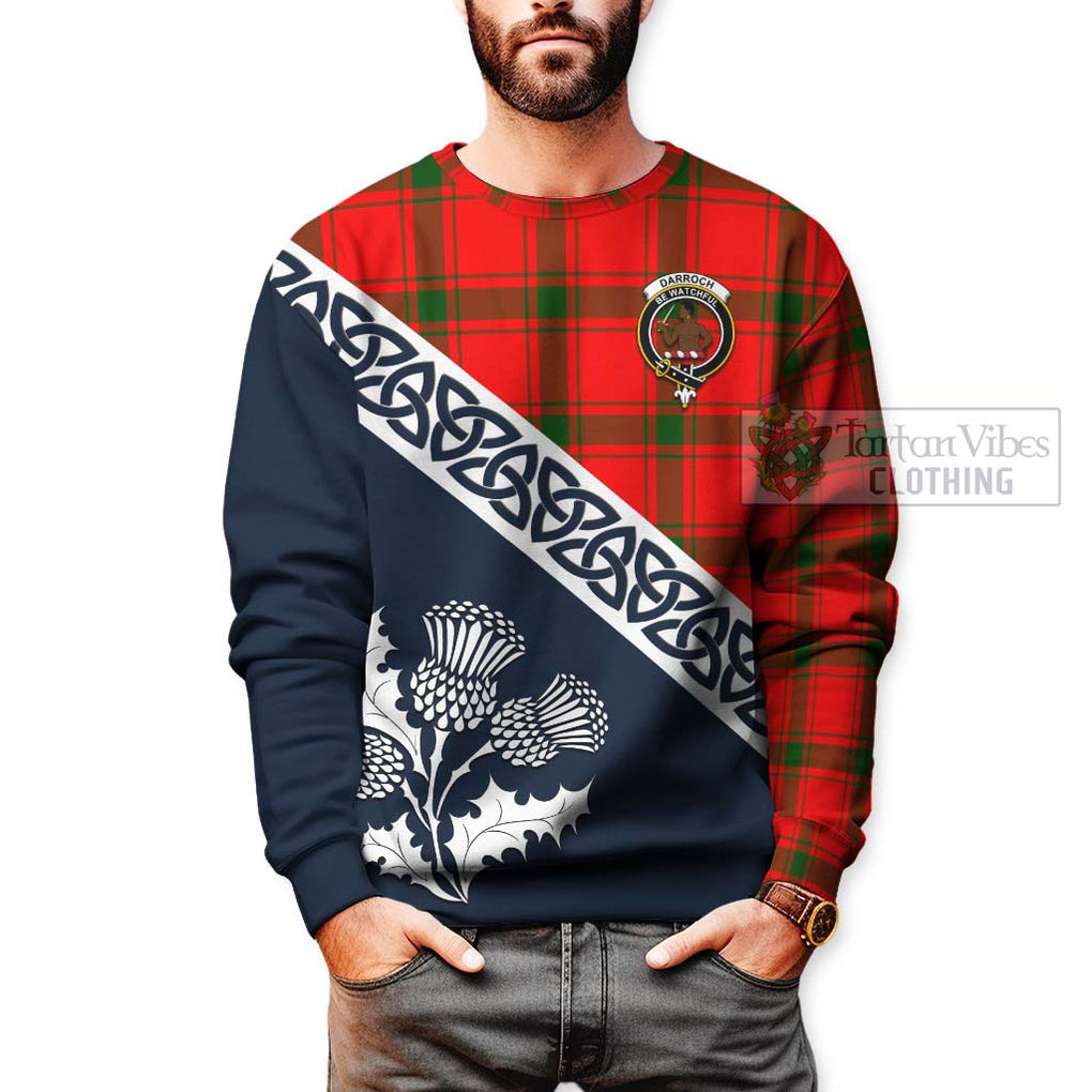 Tartan Vibes Clothing Darroch Tartan Sweatshirt Featuring Thistle and Scotland Map