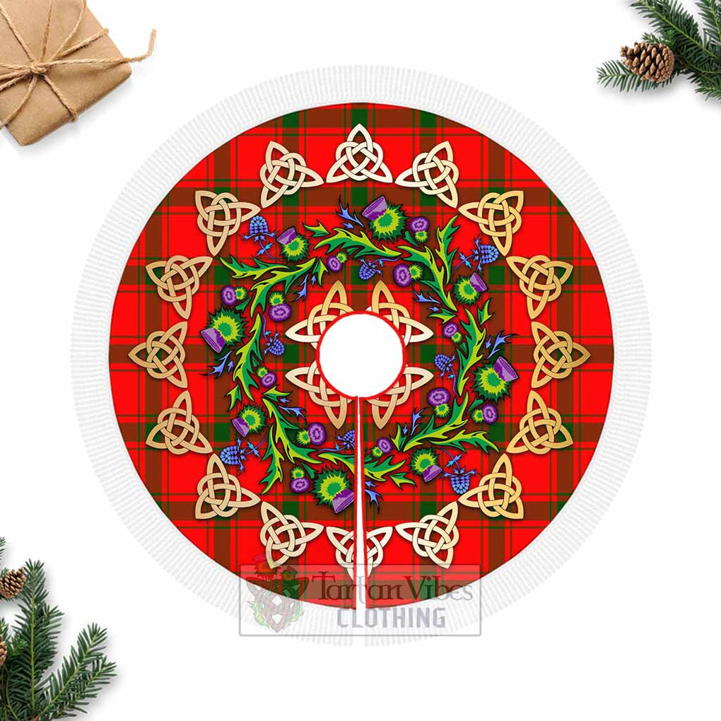 Tartan Vibes Clothing Darroch Tartan Christmas Tree Skirt with Thistle Celtic Knot Style