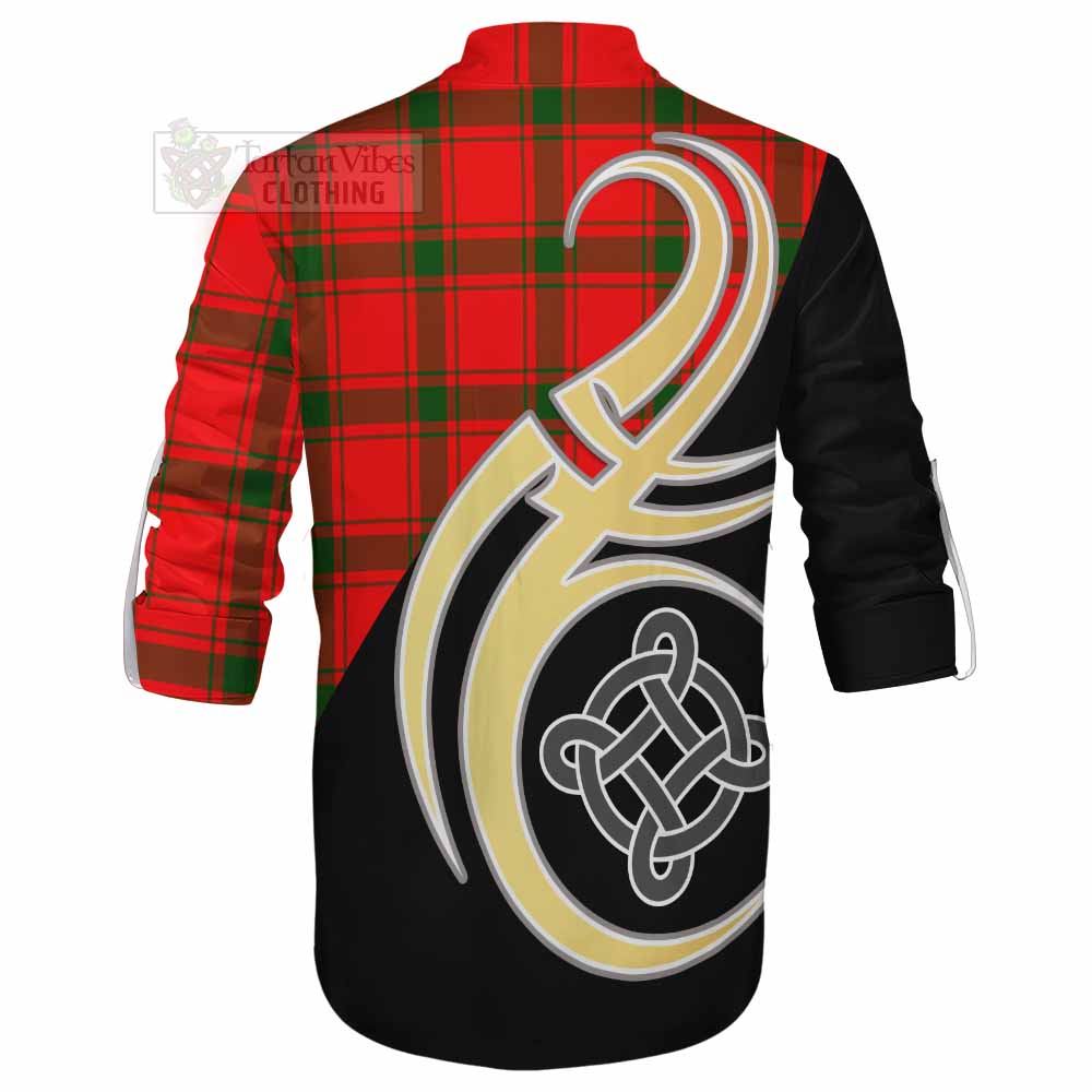 Tartan Vibes Clothing Darroch Tartan Ghillie Kilt Shirt with Family Crest and Celtic Symbol Style