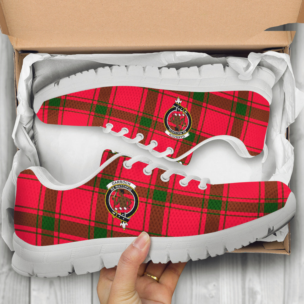 Darroch Tartan Sneakers with Family Crest - Tartan Vibes Clothing