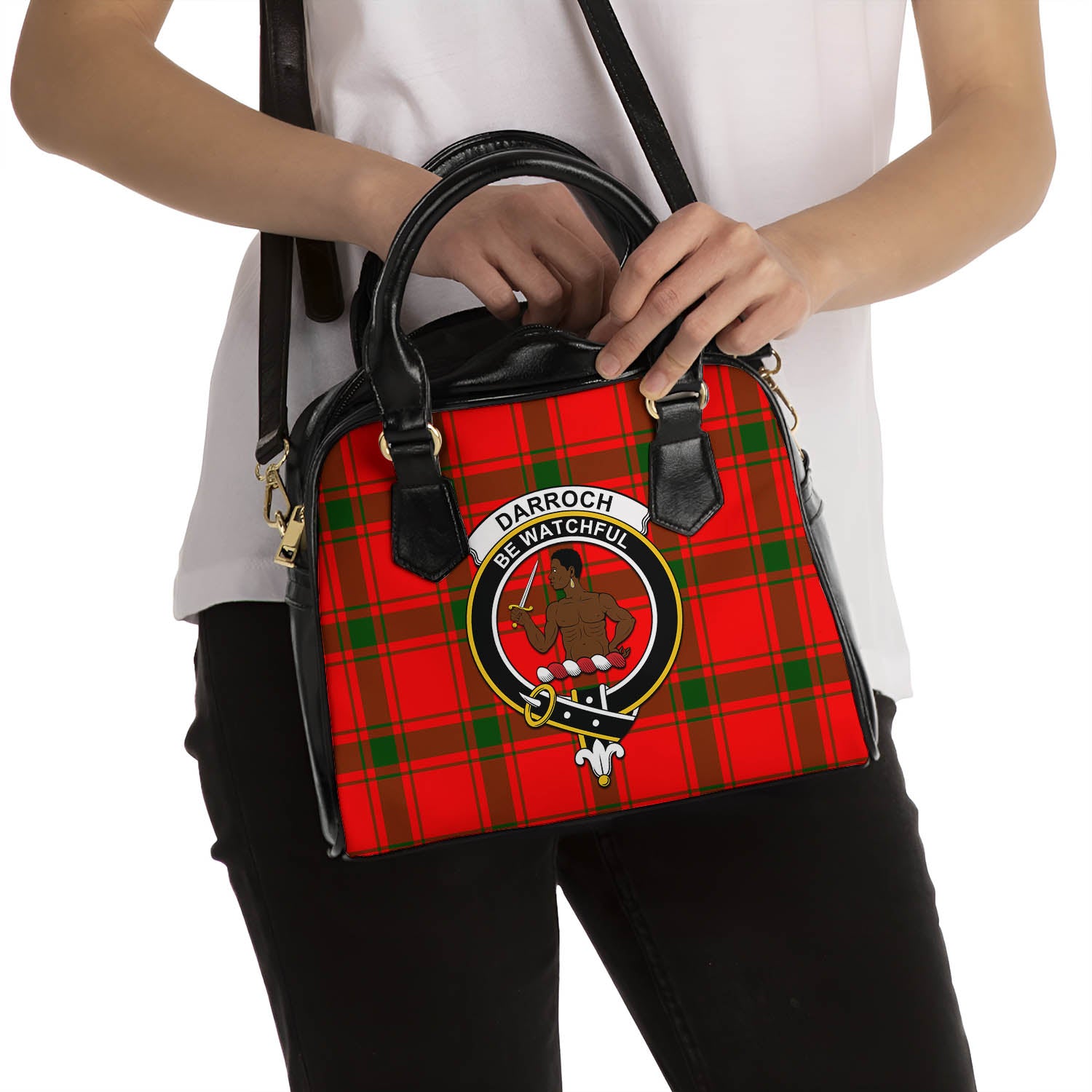 Darroch Tartan Shoulder Handbags with Family Crest - Tartanvibesclothing