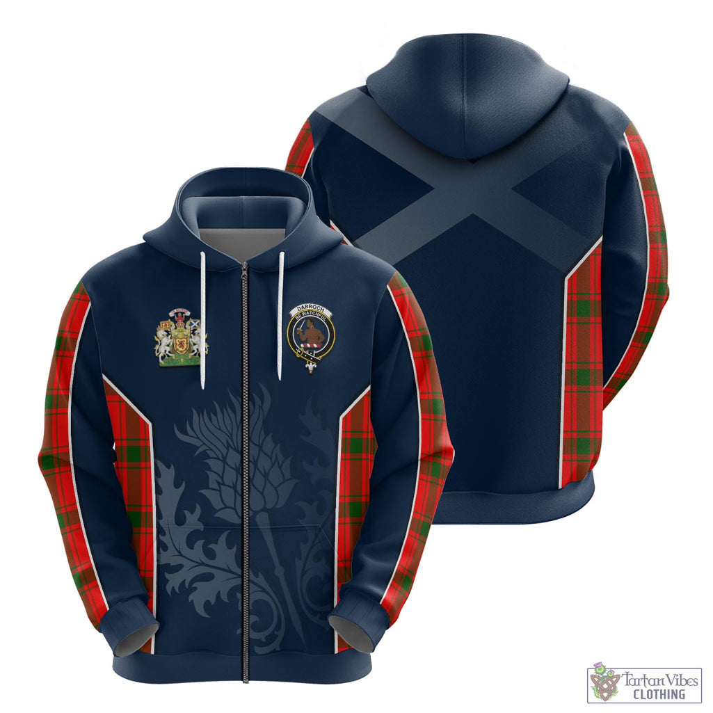 Tartan Vibes Clothing Darroch Tartan Hoodie with Family Crest and Scottish Thistle Vibes Sport Style