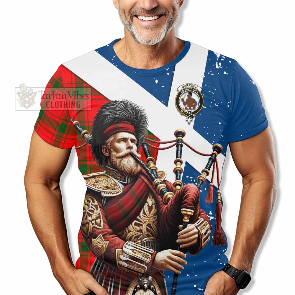 Tartan Vibes Clothing Darroch Tartan T-Shirt with Family Crest Scottish Bagpiper Vibes