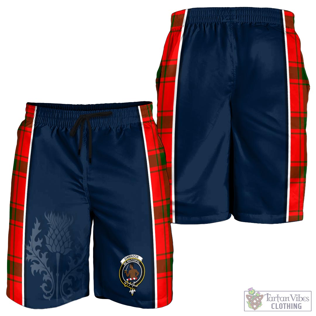 Tartan Vibes Clothing Darroch Tartan Men's Shorts with Family Crest and Scottish Thistle Vibes Sport Style