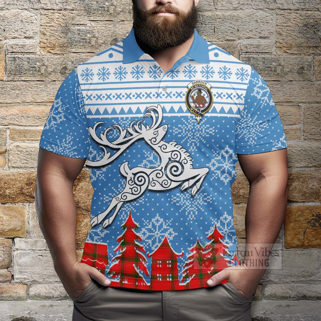 Tartan Vibes Clothing Darroch Clan Christmas Polo Shirt Celtic Reindeer Style