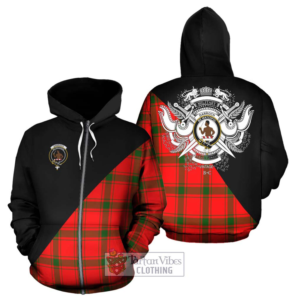 Darroch Tartan Hoodie with Family Crest and Military Logo Style - Tartanvibesclothing Shop