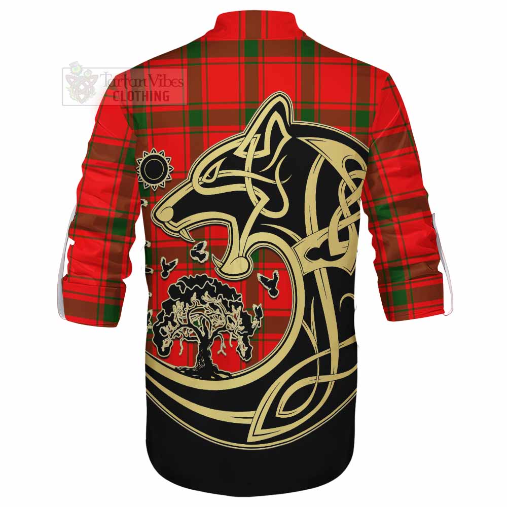 Tartan Vibes Clothing Darroch Tartan Ghillie Kilt Shirt with Family Crest Celtic Wolf Style