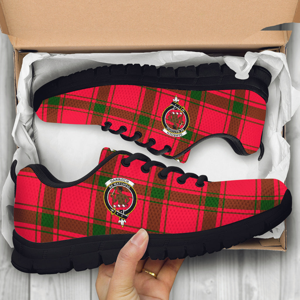 Darroch Tartan Sneakers with Family Crest - Tartan Vibes Clothing