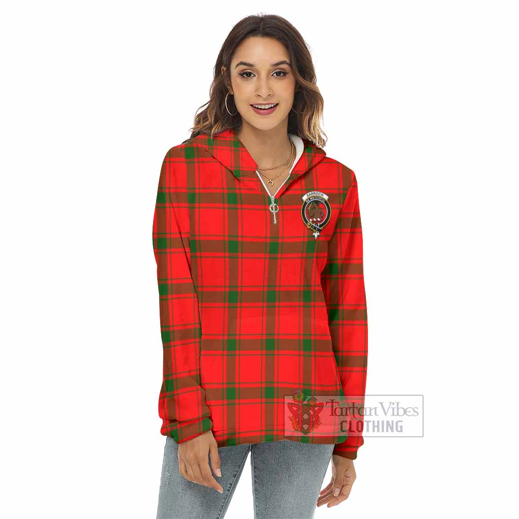 Tartan Vibes Clothing Darroch Tartan Crest Women's Borg  Half Zip Fleece Hoodie