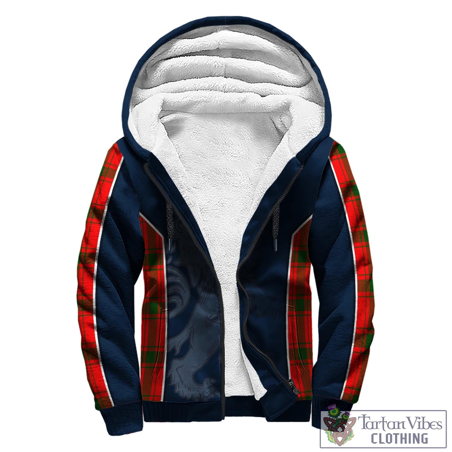 Tartan Vibes Clothing Darroch Tartan Sherpa Hoodie with Family Crest and Lion Rampant Vibes Sport Style