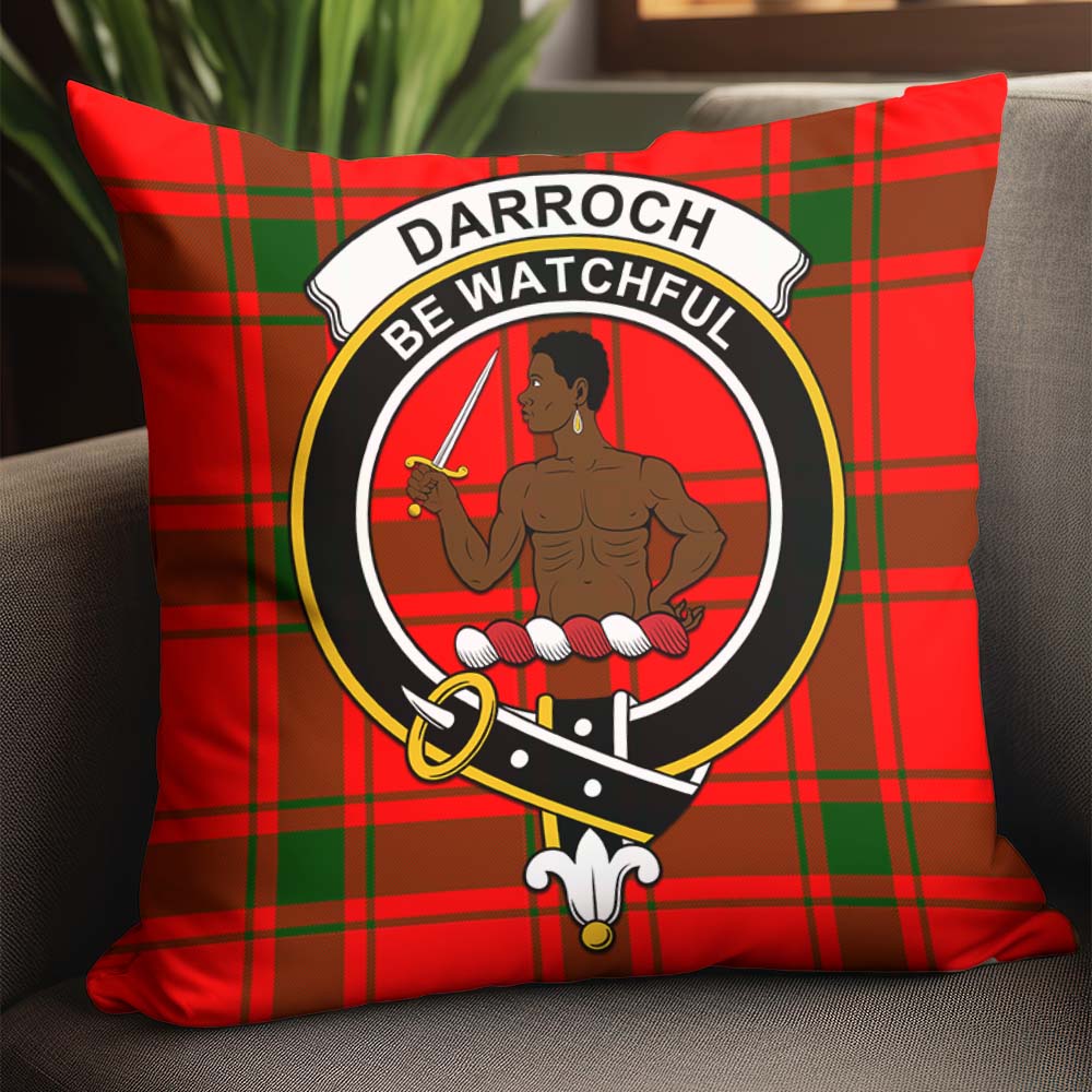 Darroch Tartan Pillow Cover with Family Crest - Tartanvibesclothing