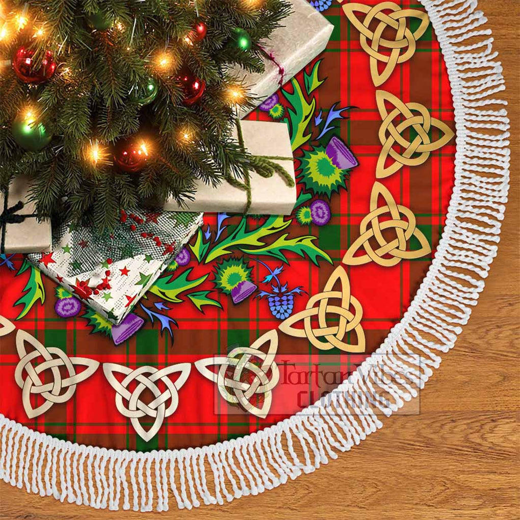 Tartan Vibes Clothing Darroch Tartan Christmas Tree Skirt with Thistle Celtic Knot Style