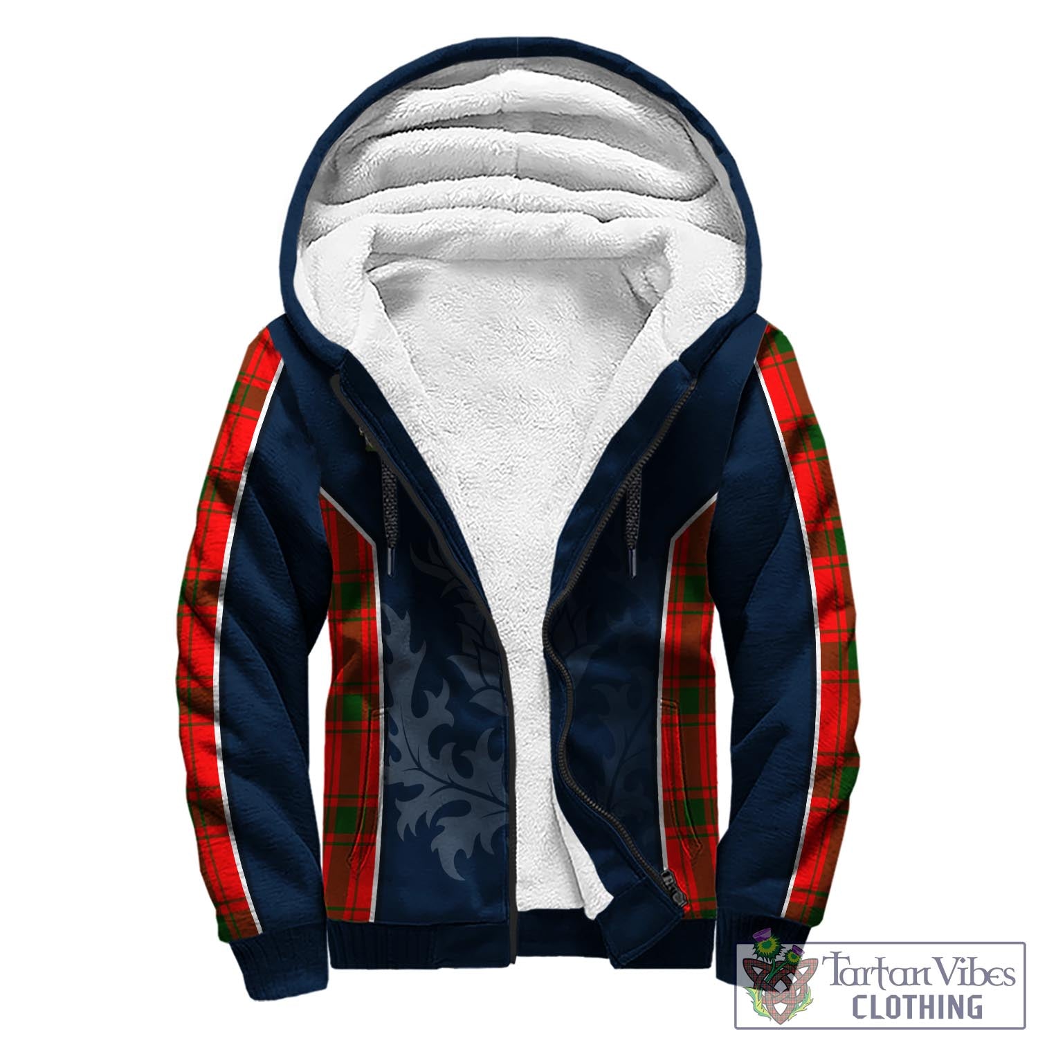 Tartan Vibes Clothing Darroch Tartan Sherpa Hoodie with Family Crest and Scottish Thistle Vibes Sport Style