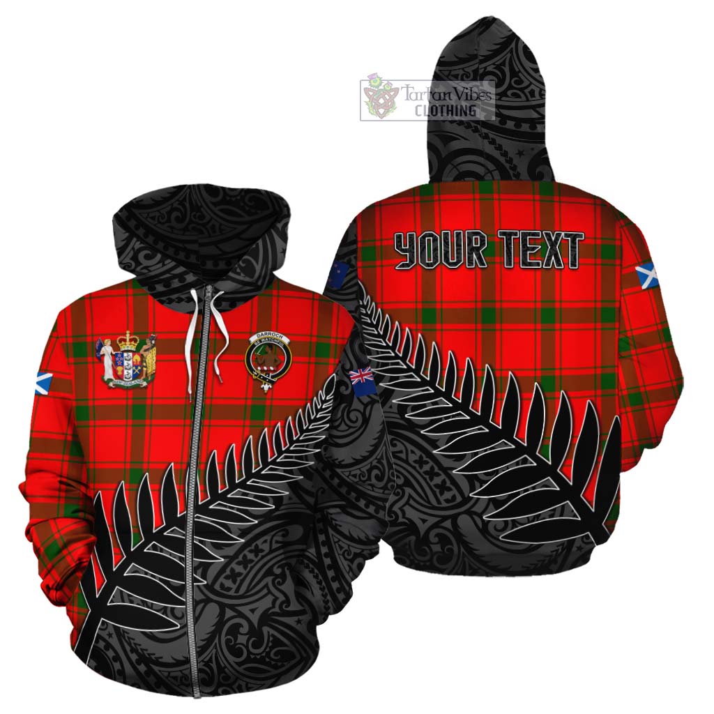 Tartan Vibes Clothing Darroch Crest Tartan Cotton Hoodie with New Zealand Silver Fern Half Style