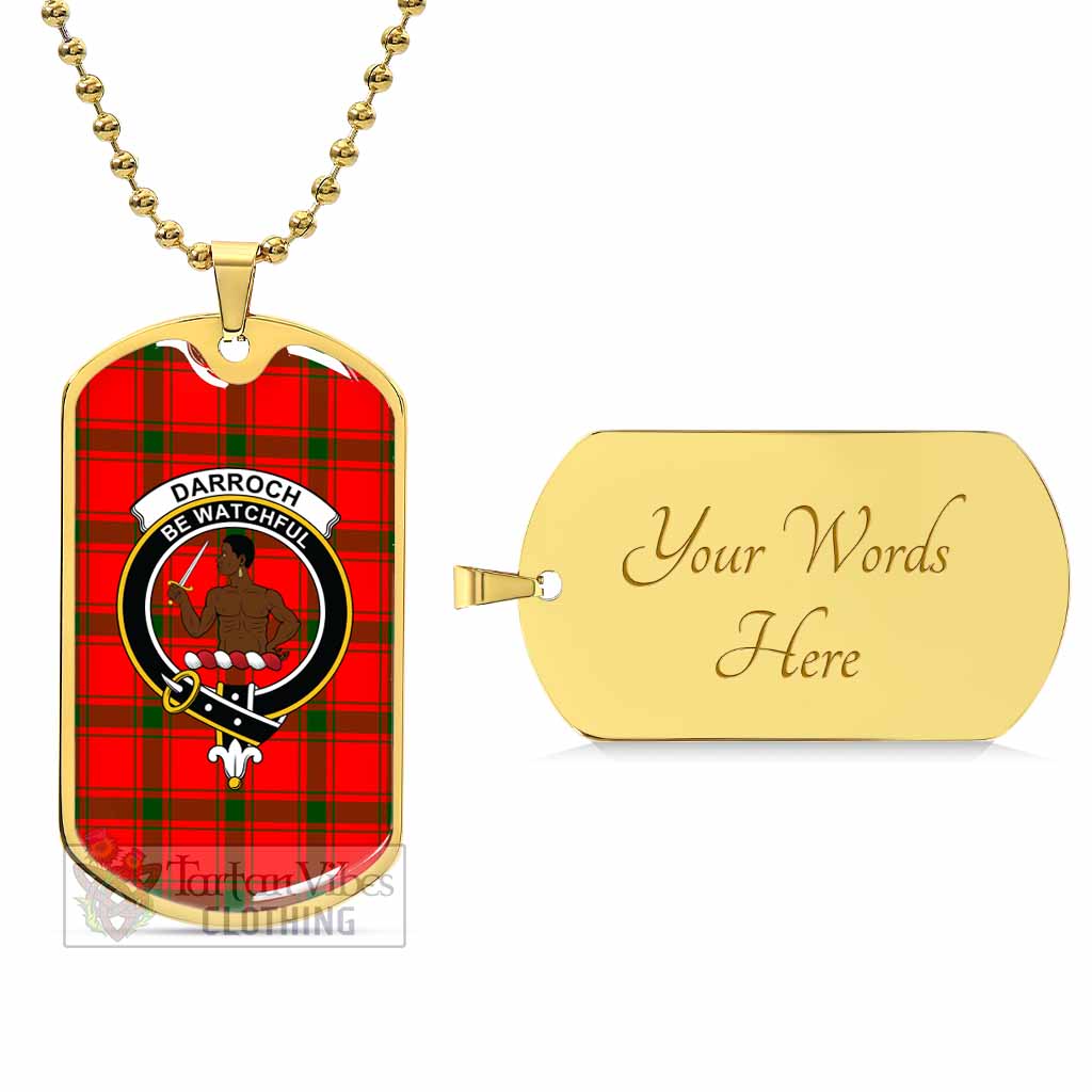 Tartan Vibes Clothing Darroch Tartan Dog Tag Necklace with Family Crest