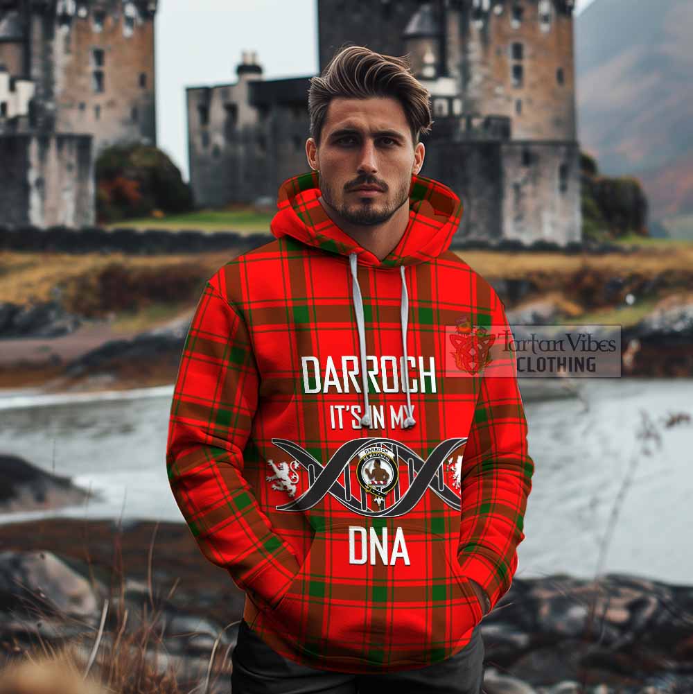 Tartan Vibes Clothing Darroch Tartan Cotton Hoodie with Family Crest DNA In Me Style