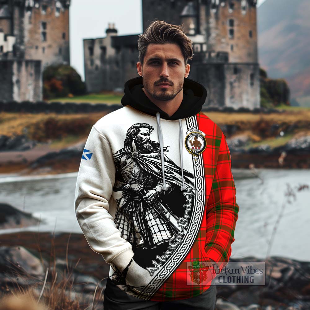 Tartan Vibes Clothing Darroch Tartan Clan Crest Cotton Hoodie with Highlander Warrior Celtic Style