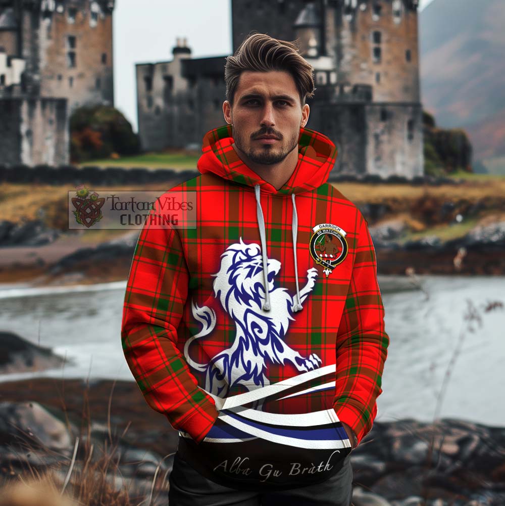 Tartan Vibes Clothing Darroch Tartan Cotton Hoodie with Alba Gu Brath Regal Lion Emblem