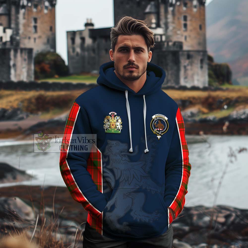 Tartan Vibes Clothing Darroch Tartan Cotton Hoodie with Family Crest and Lion Rampant Vibes Sport Style