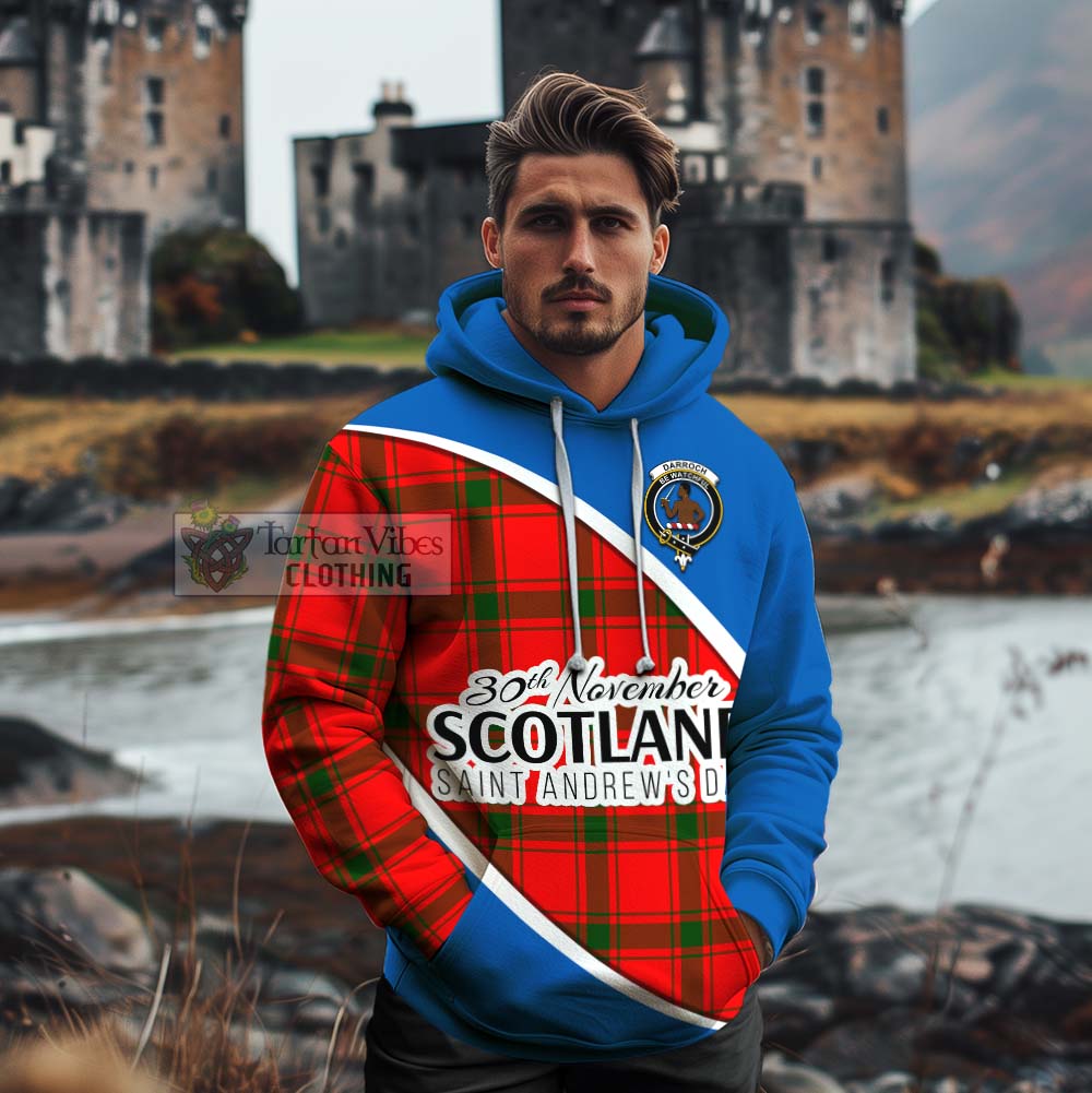 Tartan Vibes Clothing Darroch Family Crest Tartan Cotton Hoodie Celebrate Saint Andrew's Day in Style