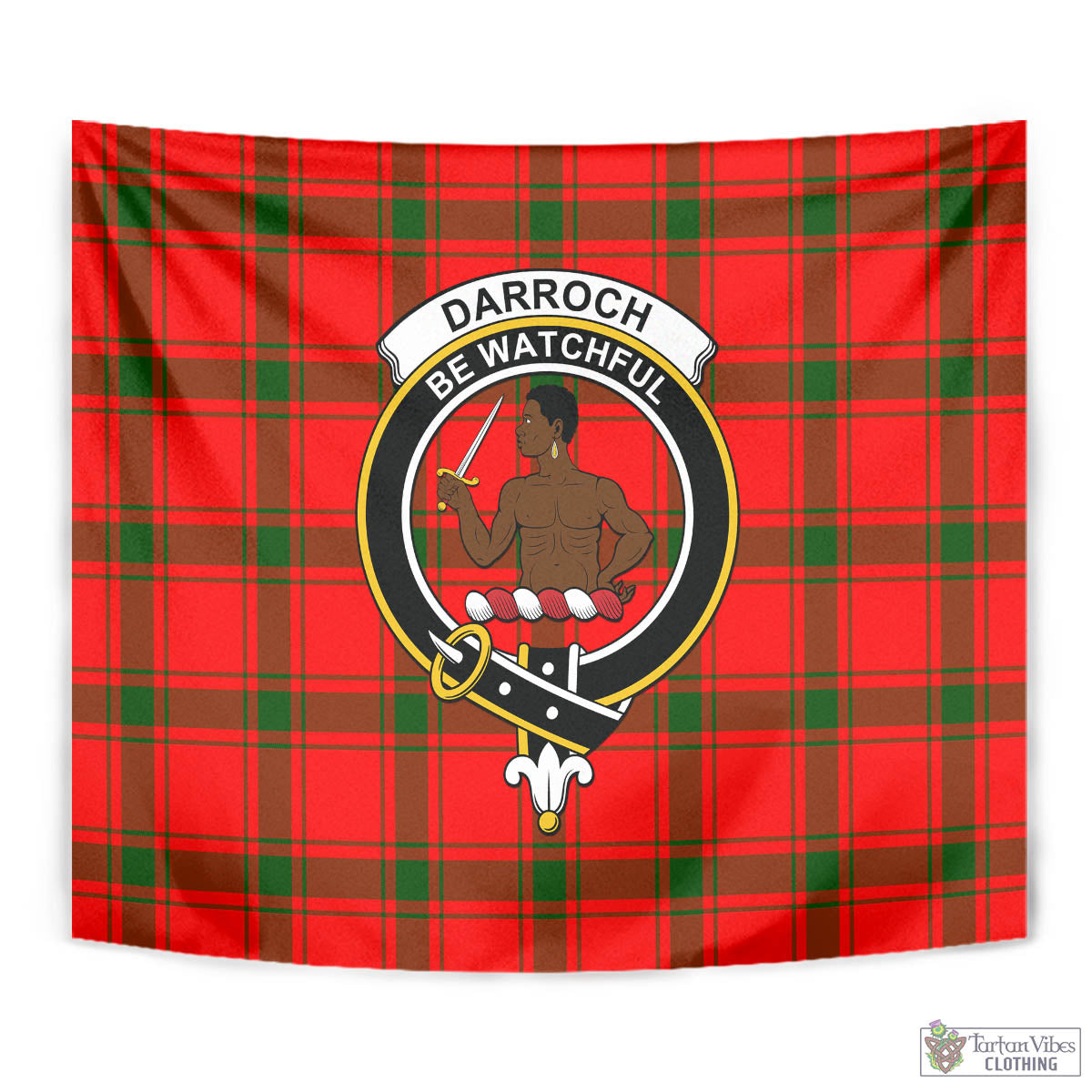 Tartan Vibes Clothing Darroch Tartan Tapestry Wall Hanging and Home Decor for Room with Family Crest