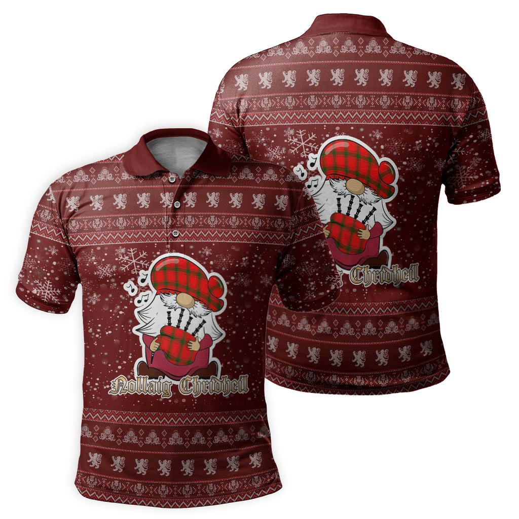 Darroch Clan Christmas Family Polo Shirt with Funny Gnome Playing Bagpipes - Tartanvibesclothing