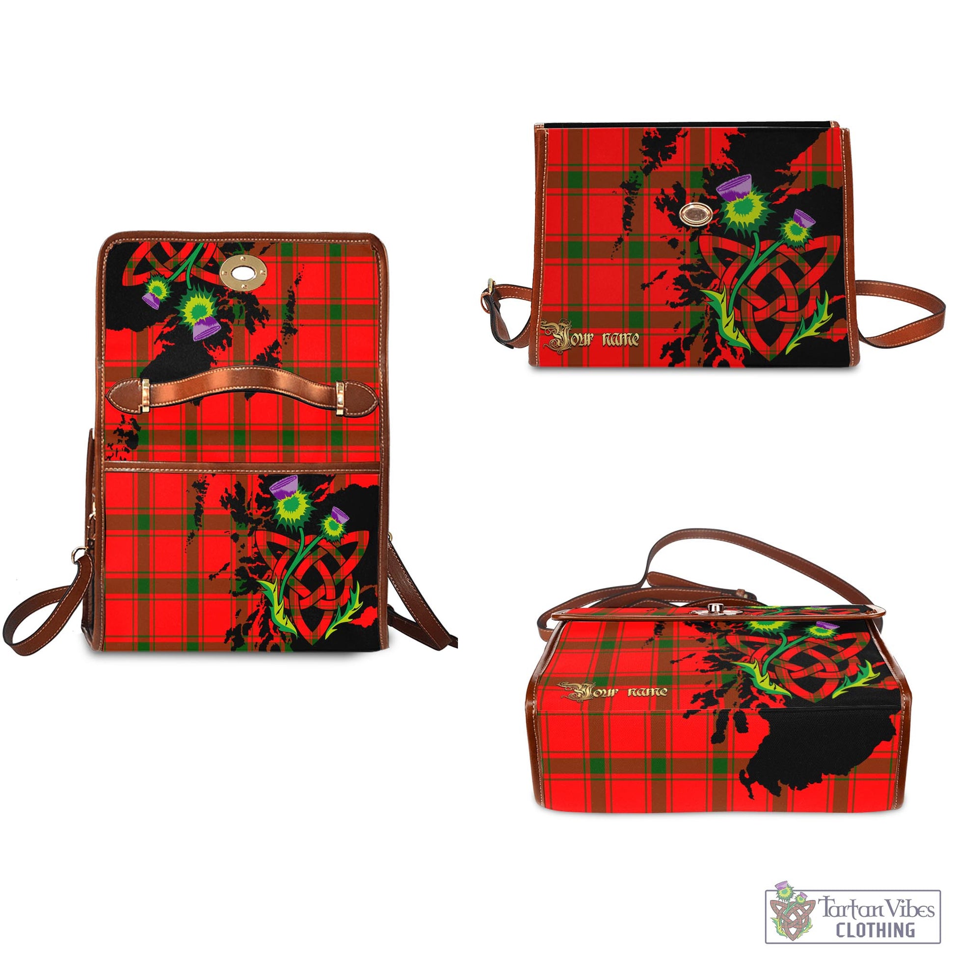 Tartan Vibes Clothing Darroch Tartan Waterproof Canvas Bag with Scotland Map and Thistle Celtic Accents