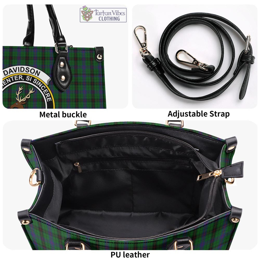 Davidson Tartan Luxury Leather Handbags with Family Crest - Tartan Vibes Clothing