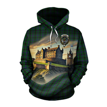 Davidson Tartan Family Crest Cotton Hoodie with Scottish Ancient Castle Style Pullover Hoodie XS - Tartan Vibes Clothing
