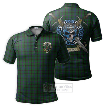 Davidson Tartan Polo Shirt with Family Crest Celtic Skull Style