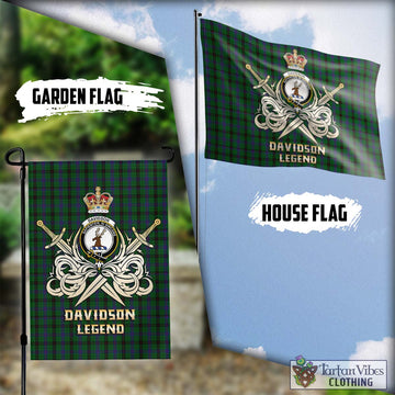 Davidson Tartan Flag with Clan Crest and the Golden Sword of Courageous Legacy