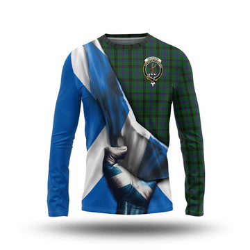 Davidson Tartan Long Sleeve T-Shirt with Family Crest Scotland Patriotic Style