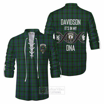 Davidson Tartan Ghillie Kilt Shirt with Family Crest DNA In Me Style