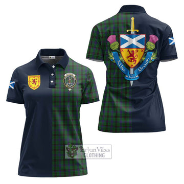 Davidson Tartan Women's Polo Shirt Alba with Scottish Lion Royal Arm Half Style