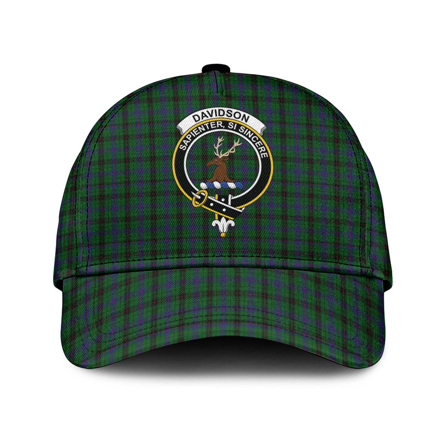 Davidson Tartan Classic Cap with Family Crest Classic Cap Universal Fit - Tartan Vibes Clothing