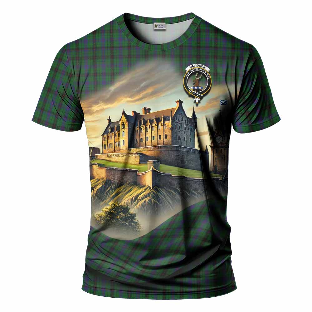 Davidson Tartan Family Crest T-Shirt with Scottish Ancient Castle Style Kid's Shirt - Tartan Vibes Clothing