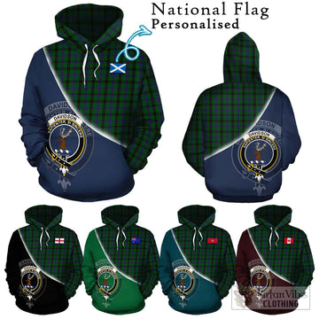 Davidson Tartan Hoodie with Personalised National Flag and Family Crest Half Style