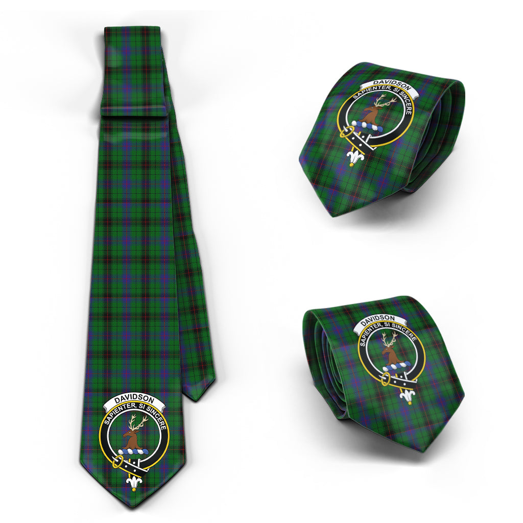 Davidson Tartan Classic Necktie with Family Crest Necktie One Size - Tartan Vibes Clothing