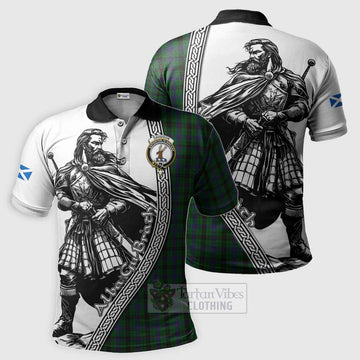 Davidson Tartan Clan Crest Polo Shirt with Highlander Warrior Celtic Style